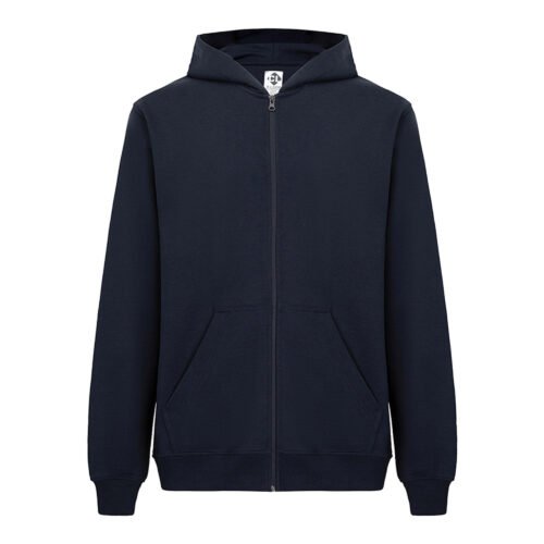 Recycle Kapüşonlu Fermuarlı Lacivert Sweatshirt