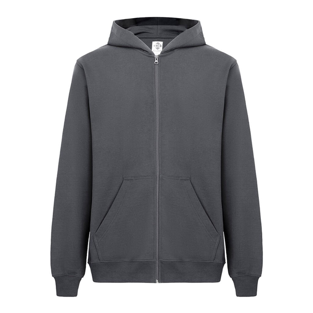 Recycle Kapüşonlu Fermuarlı Antrasit Sweatshirt