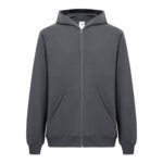 Recycle Kapüşonlu Fermuarlı Antrasit Sweatshirt