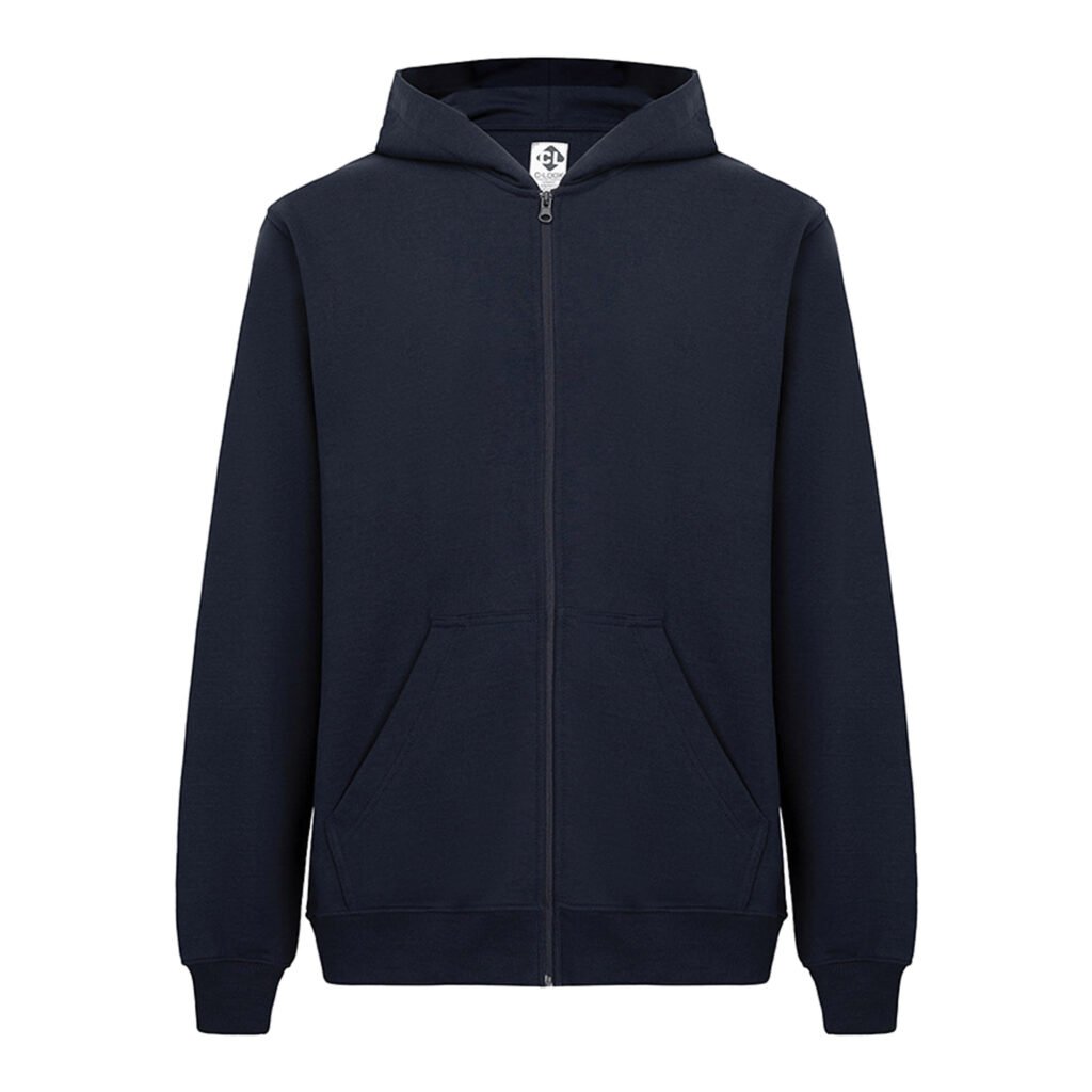 Recycle Kapüşonlu Fermuarlı Lacivert Sweatshirt