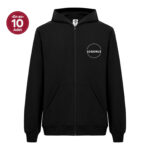 Recycle Kapüşonlu Fermuarlı Siyah Sweatshirt