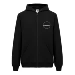 Recycle Kapüşonlu Fermuarlı Siyah Sweatshirt