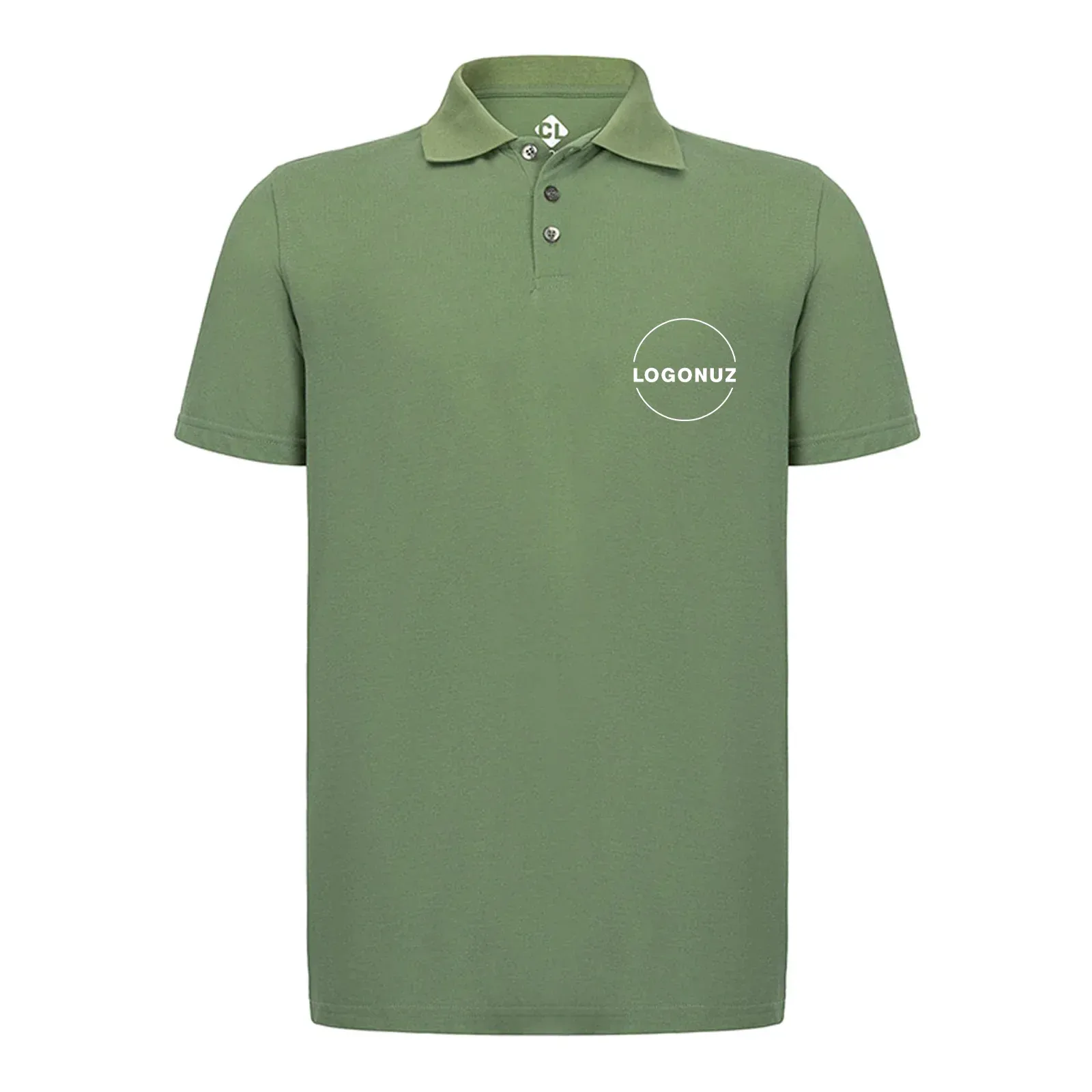 recycle-polo-yaka-haki-tisort-gorseli-2-3 Recycle Polo Yaka Haki Tişört - Görsel 1