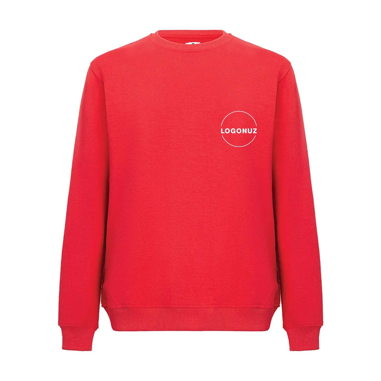 recycle-sifir-yaka-kirmizi-sweatshirt-gorseli-3-3 Recycle Sıfır Yaka Kırmızı Sweatshirt - Görsel 1