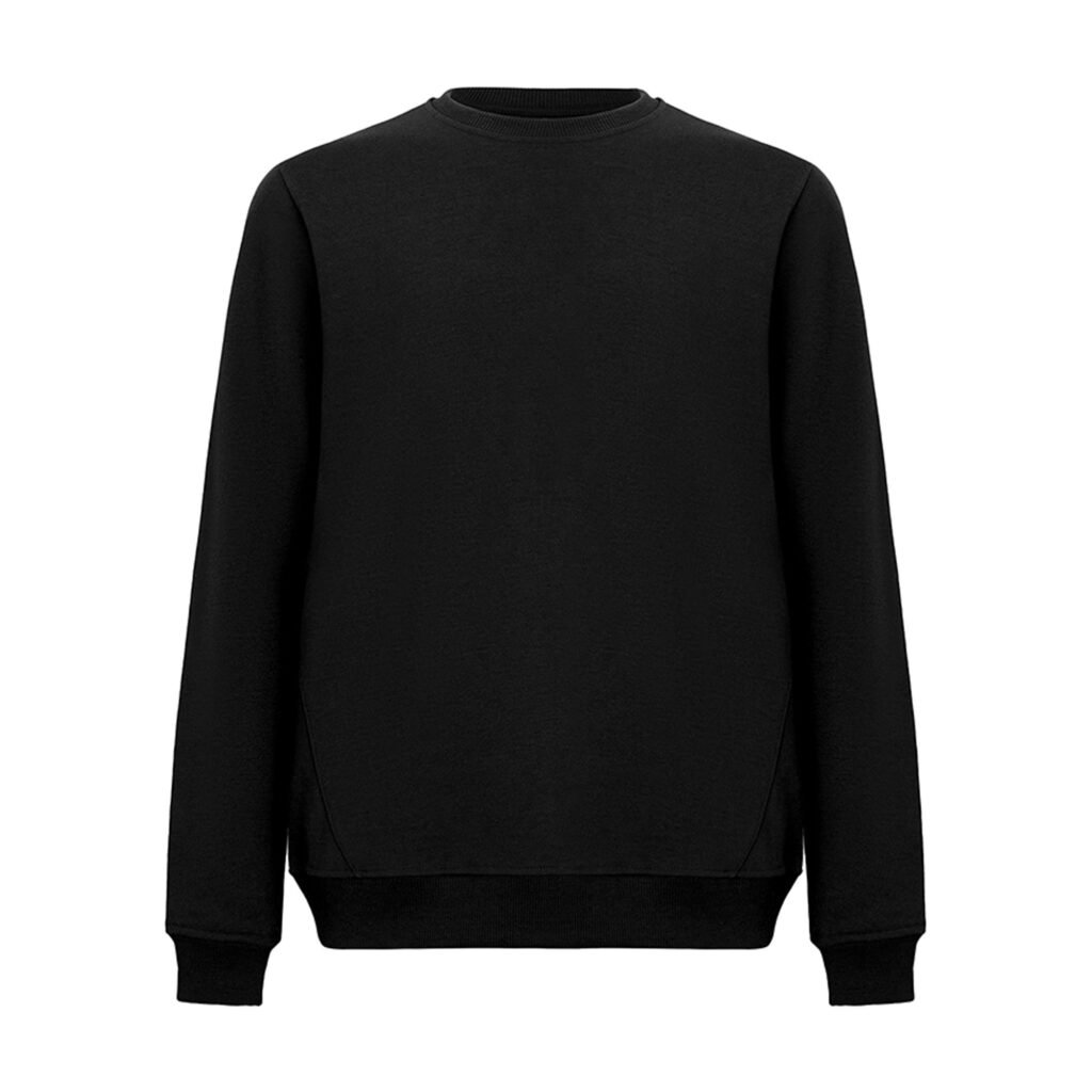 Recycle Sıfır Yaka Siyah Sweatshirt
