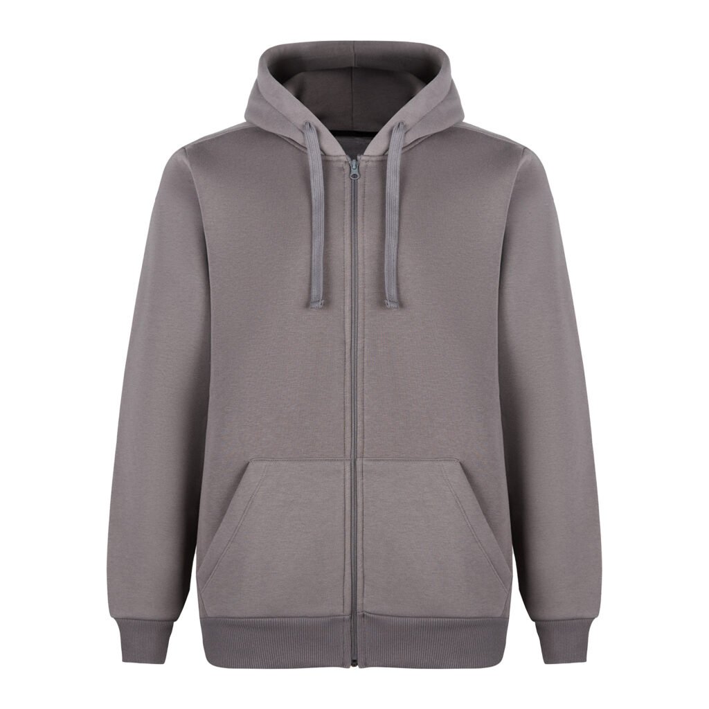 Kapüşonlu Fermuarlı Füme Sweatshirt