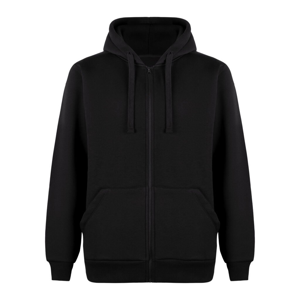 Kapüşonlu Fermuarlı Siyah Sweatshirt