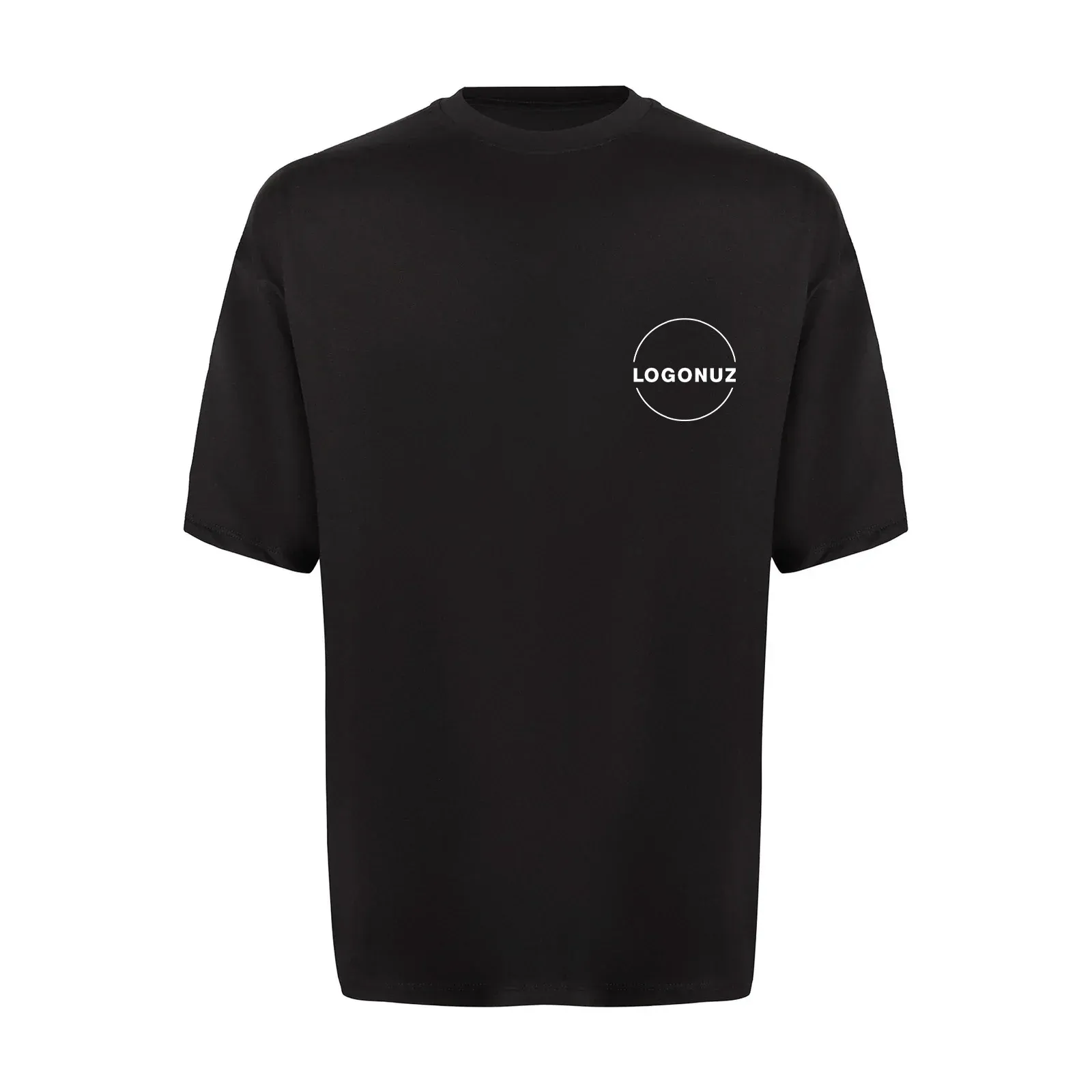 sifir-yaka-siyah-oversize-tisort-gorseli-3-3 Sıfır Yaka Siyah Oversize Tişört - Görsel 1