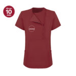 Bordo Kadın  Özel Yaka Gizli Fermuarlı Doktor Ve Hemşire Cerrahi Forması Üst