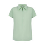 Çağla Yeşili Kadın Gizli Fermuar Yan Cepli  Polo Yaka Doktor ve Hemşire Cerrahi Forma Üst - Görsel 2