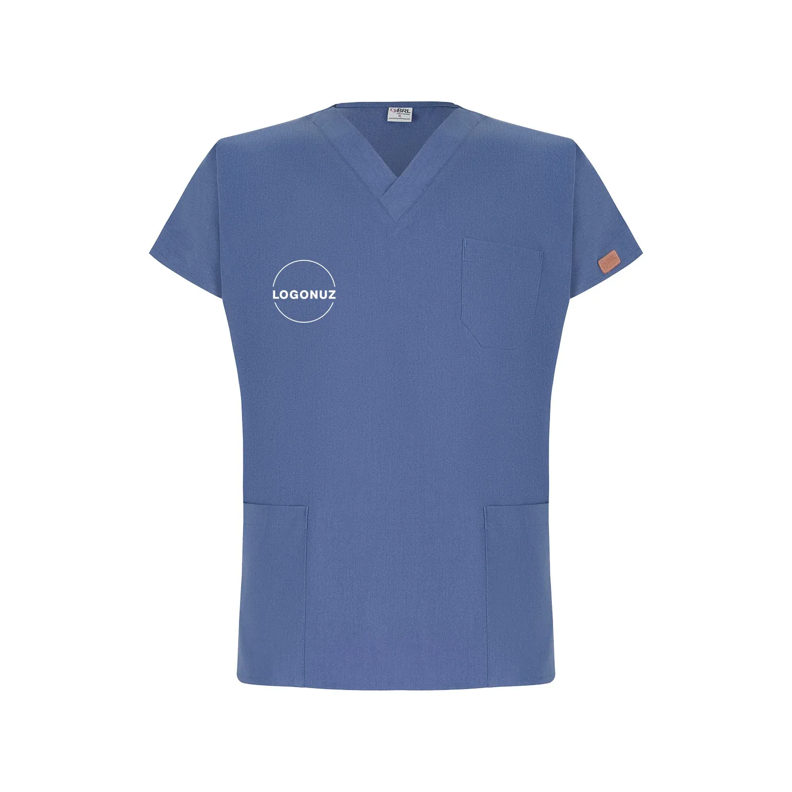 Firtina-Mavisi-Unisex-Likrali-Doktor-Hemsire-Cerrahi-Forma-Takim-Ust-1-3 Fırtına Mavisi Unisex Likralı Doktor Ve Hemşire Cerrahi Üniforma Takımı - Görsel 1