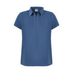 Lacivert Kadın Gizli Fermuar Yan Cepli  Polo Yaka Doktor ve Hemşire Cerrahi Forma Üst - Görsel 2