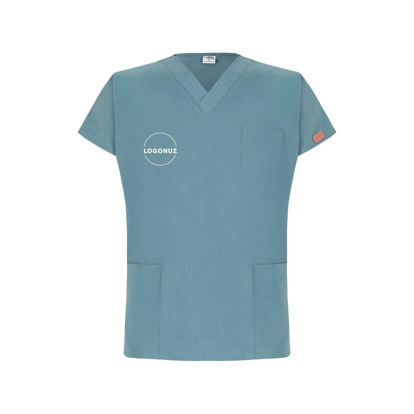 Goblin-Mavi-Unisex-Likrali-Cerrahi-Forma-Ust-1-3 Goblin Mavisi Unisex Likralı Doktor Ve Hemşire Cerrahi Üniforma Takımı - Görsel 1