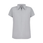 Gri Kadın  Gizli Fermuar Yan Cepli  Polo Yaka Doktor ve Hemşire Cerrahi Forma Üst - Görsel 2