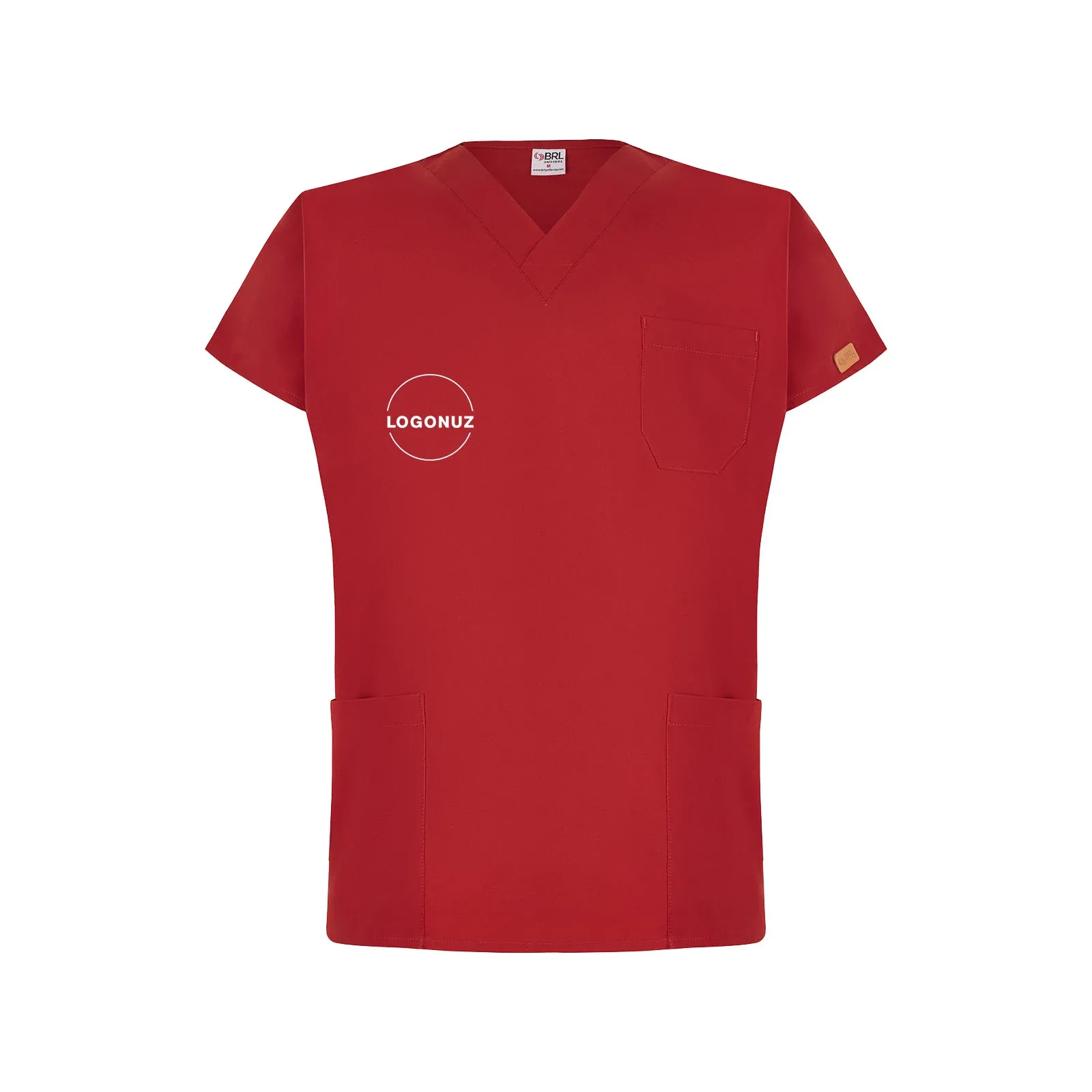 Kirmizi-Unisex-Likrali-Doktor-Ve-Hemsire-Cerrahi-Forma-Takim-Ust-1-3 Kırmızı Unisex Likralı Doktor Ve Hemşire Cerrahi Forma Takım - Görsel 1