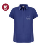 Parlament Mavi Kadın Gizli Fermuar Yan Cepli Polo Yaka Doktor Ve Hemşire Cerrahi Forma Üst