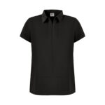 Siyah Kadın  Gizli Fermuar Yan Cepli  Polo Yaka Doktor ve Hemşire Cerrahi Forma Üst - Görsel 2