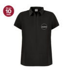 Siyah Kadın  Gizli Fermuar Yan Cepli  Polo Yaka Doktor ve Hemşire Cerrahi Forma Üst