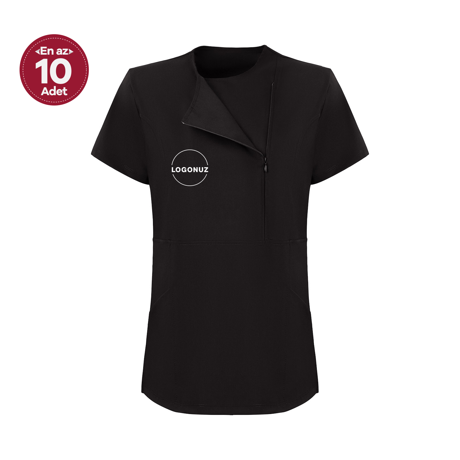 Siyah Kadın Özel Yaka Gizli Fermuarlı Doktor ve Hemşire Cerrahi Forması Üst 1 Siyah Kadın Özel Yaka Gizli Fermuarlı Doktor Ve Hemşire Cerrahi Forması Üst - Görsel 1