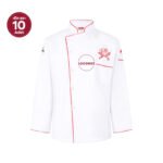Düz Kırmızı Bilyeli Lüks Aşçı Ceket