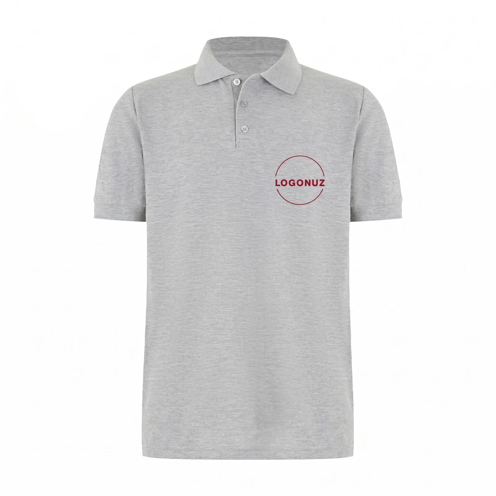 Gri-Polo-Yaka-Tisort-1-1 Gri Polo Yaka Tişört - Görsel 1