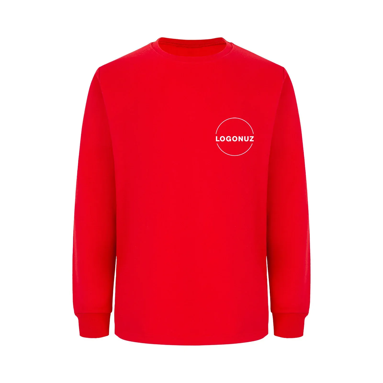 Kirmizi-Bisiklet-Yaka-Sweatshirt-1-1 Kırmızı Bisiklet Yaka Sweatshirt - Görsel 1