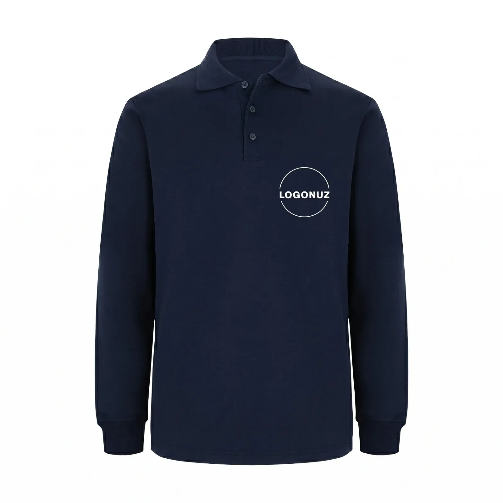 Lacivert-Polo-Yaka-Sweatshirt-1-1 Lacivert Polo Yaka Sweatshirt - Görsel 1