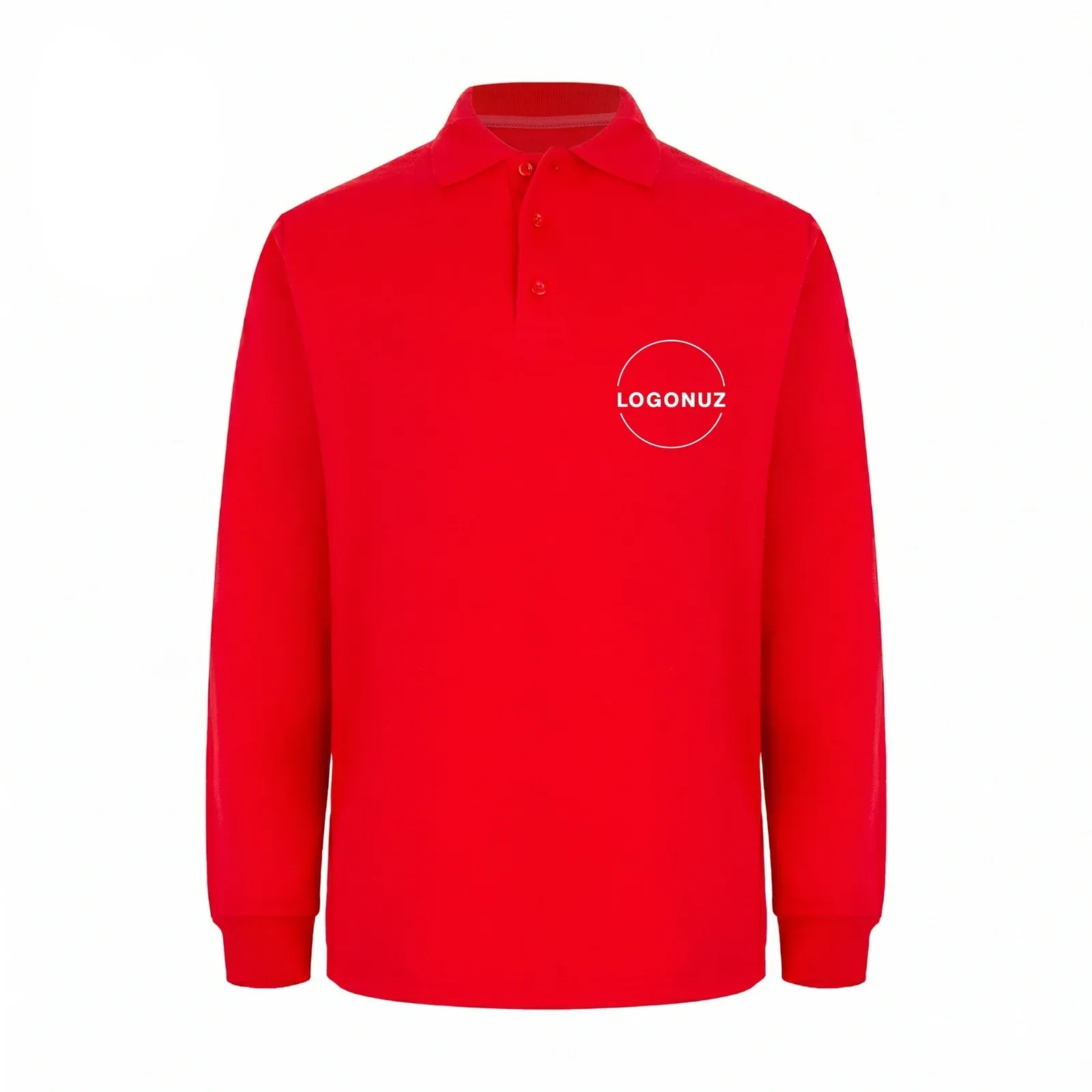 kirmizi-Polo-Yaka-Sweatshirt-1-1 Kırmızı Polo Yaka Sweatshirt - Görsel 1