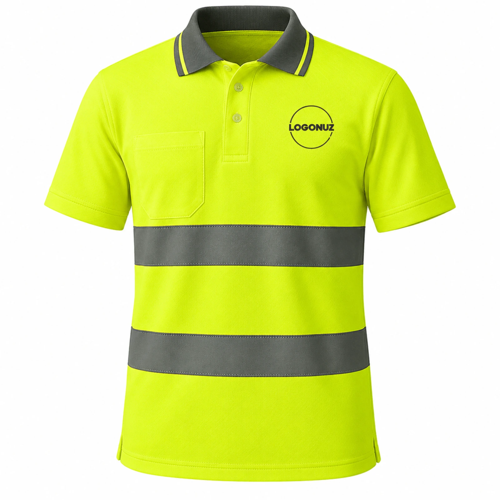 Sarı Reflektif Coolpass Polo Yaka Tişört - LOGONUZ Sarı Reflektif Coolpass Polo Yaka Tişört