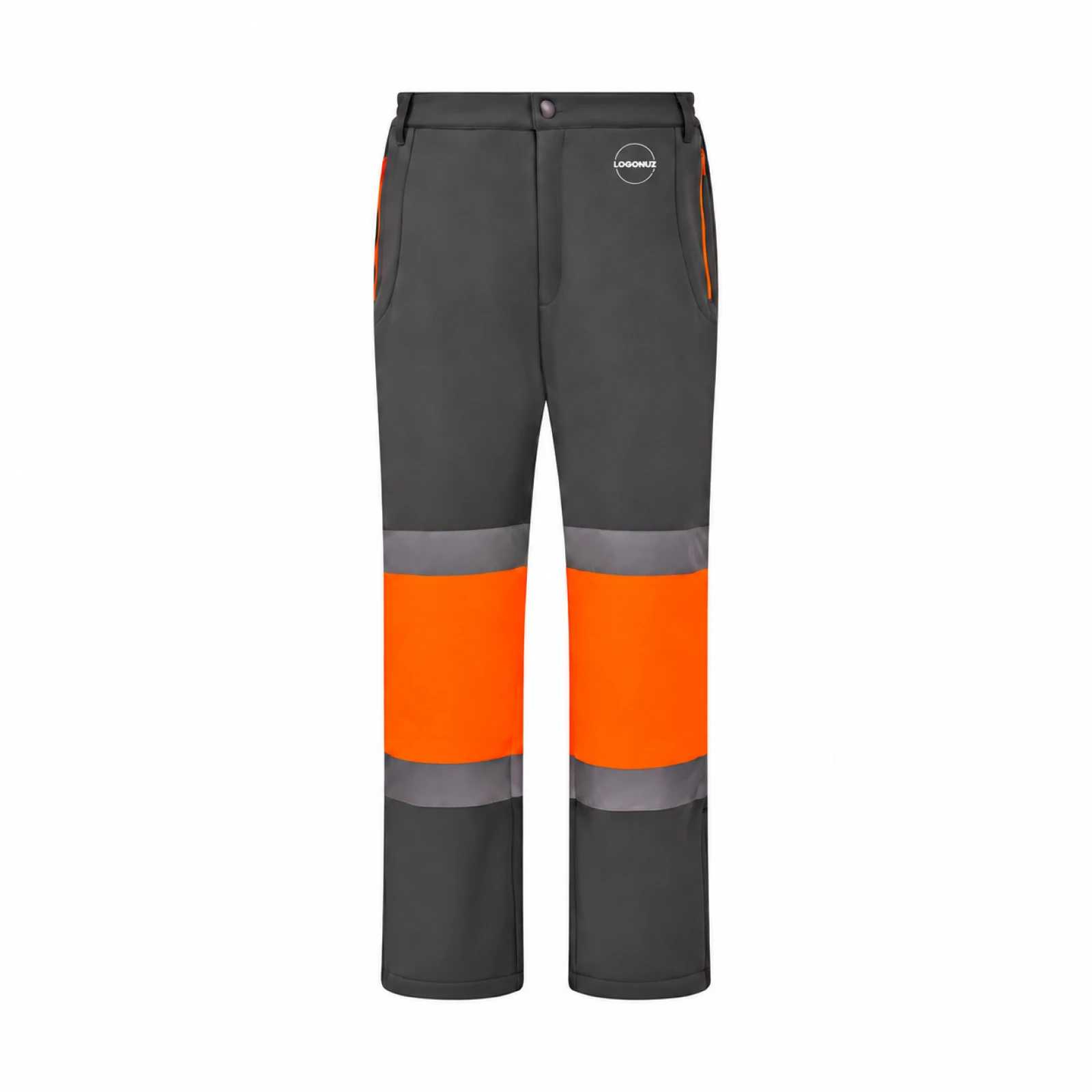 Turuncu-Gri Reflektif Oxford Pantolon Turuncu-Gri Reflektif Diz Takviyeli Softshell Pantolon