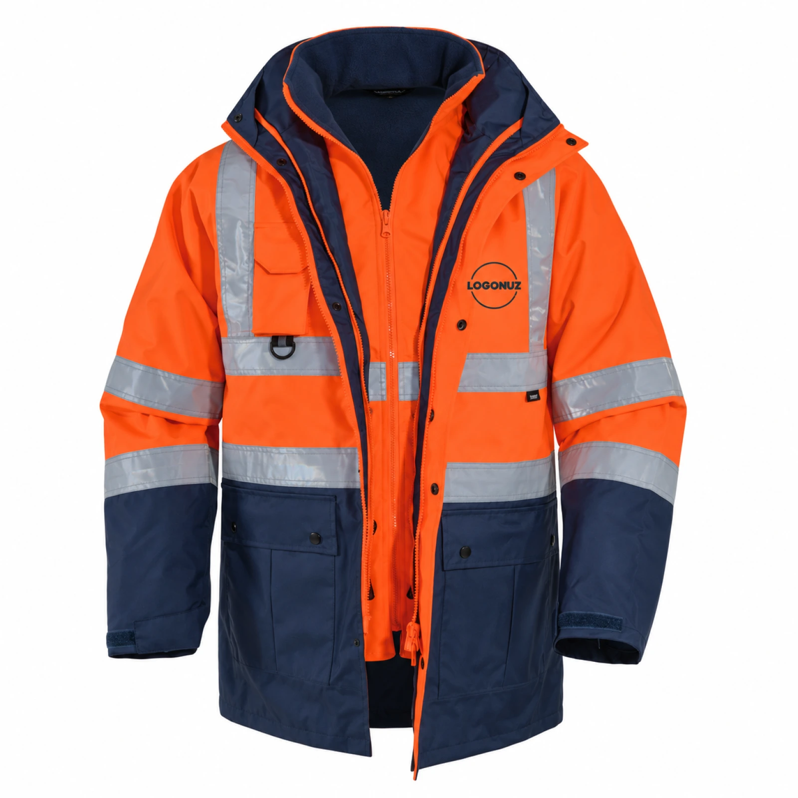 Turuncu-Lacivert Reflektif 5+1 Oxford Parka — LOGONUZ Turuncu-Lacivert Reflektif 5+1 Oxford Parka