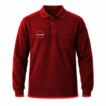 Kırmızı Ekonomik Polo Yaka 2 İplik Sweatshirt