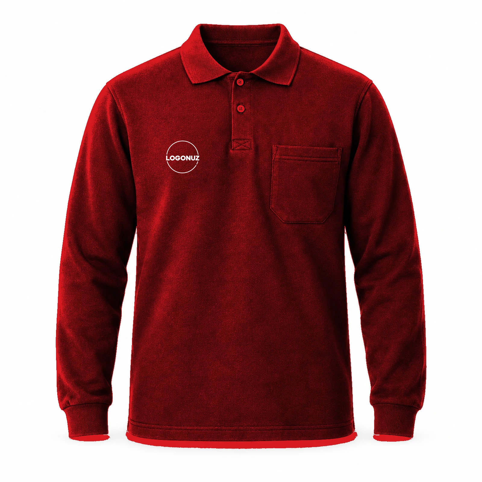 SWEKPYKR01-featured-scale-plus30-v5 Kırmızı Ekonomik Polo Yaka 2 İplik Sweatshirt - Görsel 1