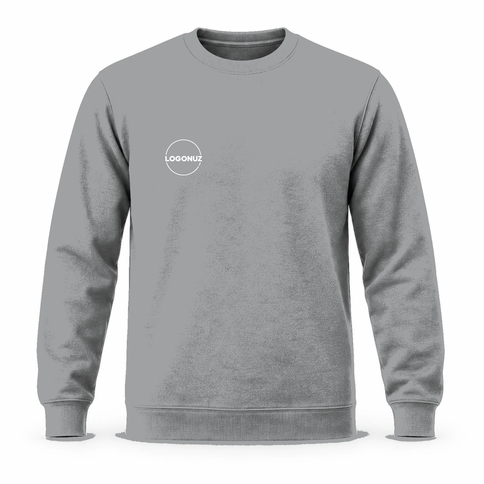SWEKSYGM01-featured-scale-plus30-v5 Gri Melanj Ekonomik Sıfır Yaka 2 İplik Sweatshirt - Görsel 1