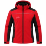 Kırmızı Ekonomik Softshell Kapüşonlu Mont