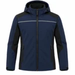 Lacivert Ekonomik Softshell Kapüşonlu Mont - Görsel 2