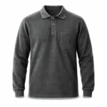 Gri Melanj Ekonomik Polo Yaka 2 İplik Sweatshirt - Görsel 2