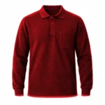 Kırmızı Ekonomik Polo Yaka 2 İplik Sweatshirt - Görsel 2